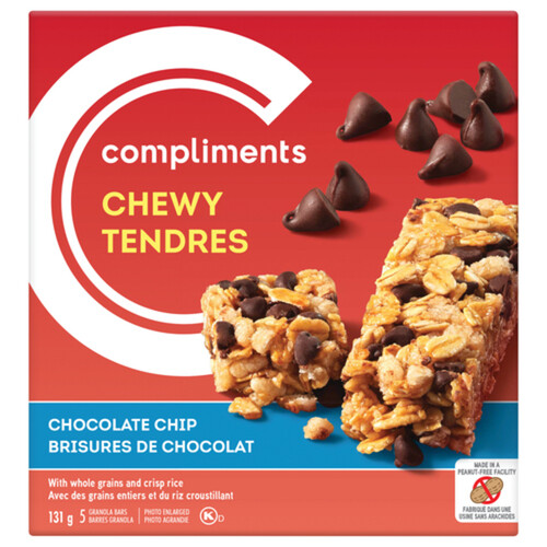 Compliments Peanut-Free Granola Bars Chewy Chocolate Chip 131 g