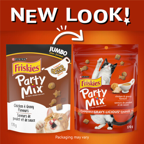 Friskies Cat Treats Party Mix Gravy-Licious Crunch Chicken And Gravy 454 g