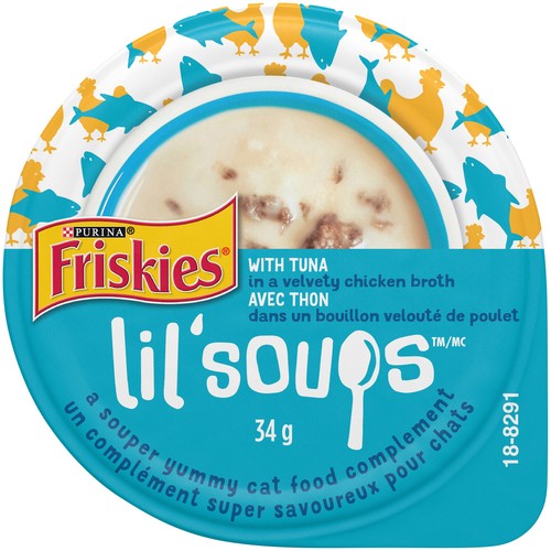 Friskies Lil' Soups Cat Food In Velvety Chicken Broth Tuna 34 g