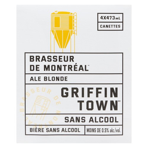 Brasseur De Montreal Blonde Lager Non Alcoholic Beer 4 x 473 ml (cans)