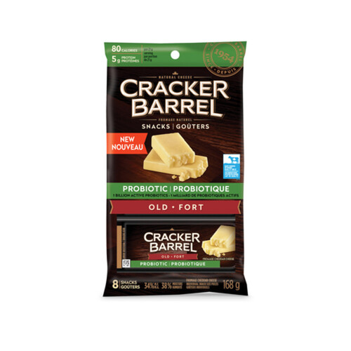 Cracker Barrel Portion Cheese Snack Probiotic Old Cheddar 8 Pack 168 g