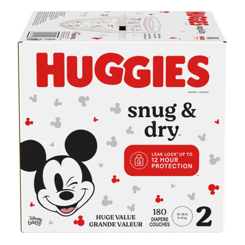 Huggies Diapers Snug & Dry Size 2 180 Count