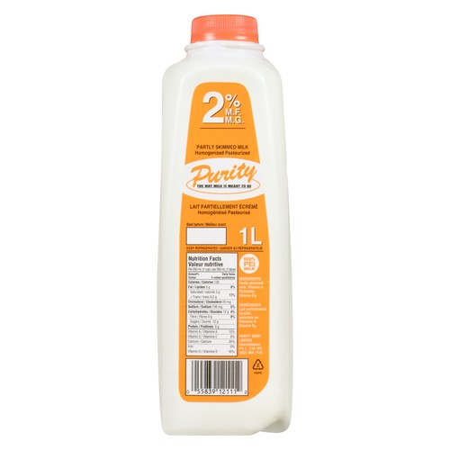 Purity 2% Milk Partly Skimmed 1 L