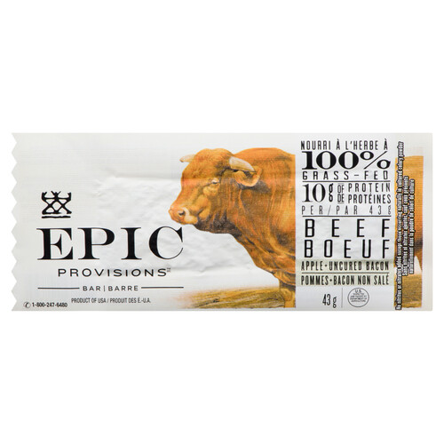 Epic Provisions Bar Beef Apple Uncured Bacon 43 g