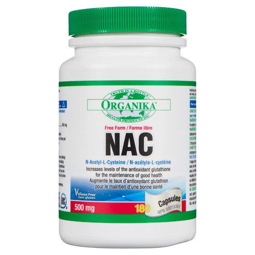 Organika NAC (N-Acetyl-L-Cysteine) Supplement Capsules 180 Count