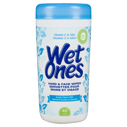 Wet Ones Hand & Face Vitamin E & Aloe Wipes 40 Sheets