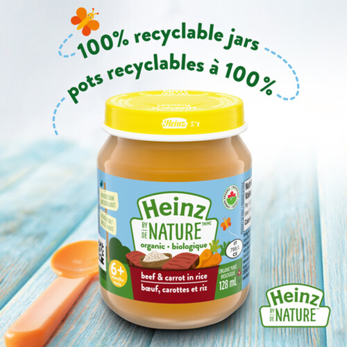 Heinz By Nature Organic Baby Food Beef Carrot In Rice Purée 128 ml