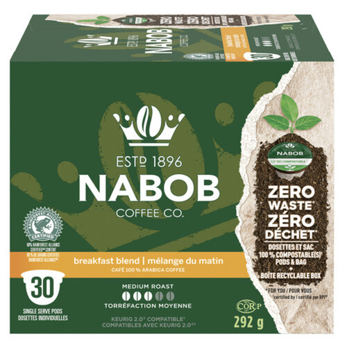 Nabob Breakfast Blend Coffee 100% Compostable Pods 292 g