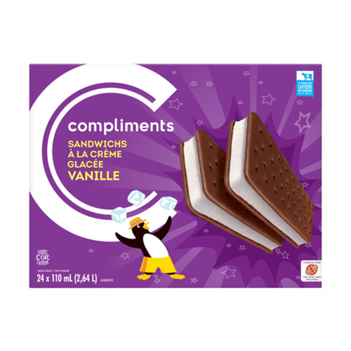 Compliments Ice Cream Sandwiches Vanilla 24 x 110 ml