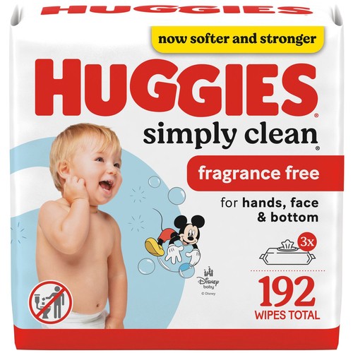 Huggies Simply Clean Baby Wipes Unscented Flip-Top Pack 192 Count