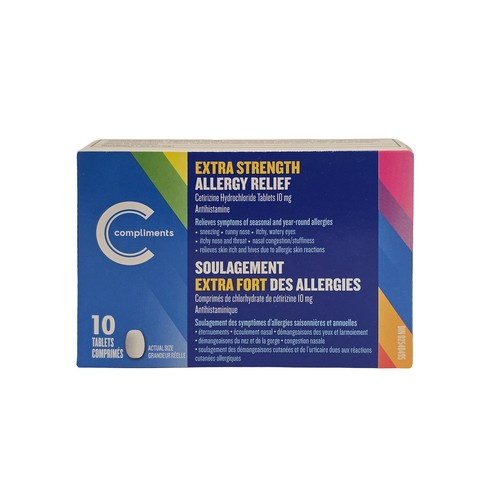 Compliments Extra Strength Allergy Relief 10 Tablets