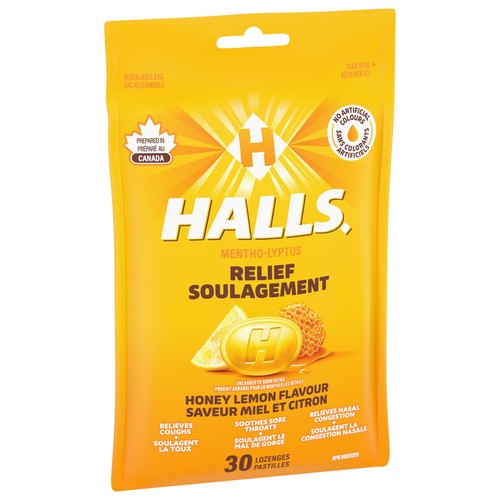 Halls Mentho-Lyptus Cough Drops Honey Lemon Flavour 30 Lozenges