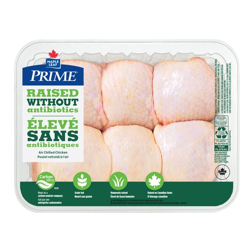 Prime Chicken Thighs Bone-in Raised Without Antibiotics 6 Pieces