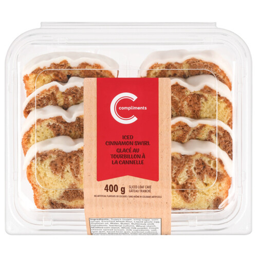 Compliments Sliced Loaf Cake Iced Cinnamon Swirl 400 g (frozen)