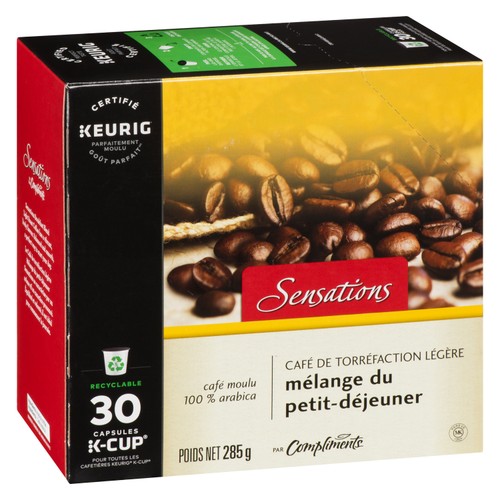 Sensations Coffee Pods Breakfast Blend Light Roast 30 K-Cups 285 g