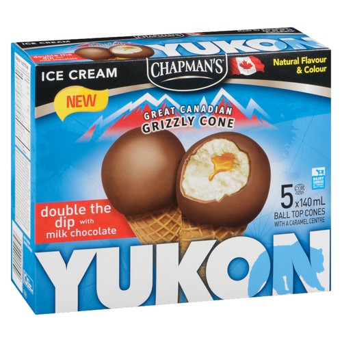 Chapmans Frozen Yukon Vanilla Cone Double The Dip With Milk Chocolate 5 x 140 ml