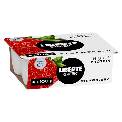 Liberté Greek 0% MF Yogurt Strawberry High Protein 4 x 100 g