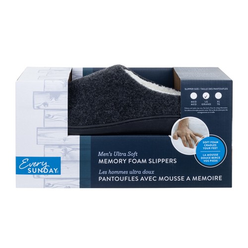Every Sunday Men's Memory Foam Slippers Ultra Soft Grey 1 Count