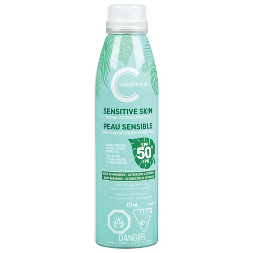 Compliments Sunscreen Spray SPF 50 Sensitive Skin 177 ml