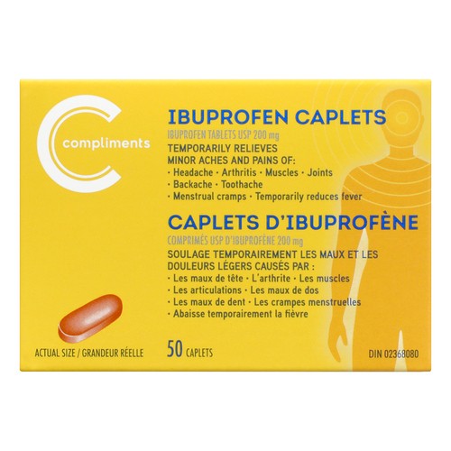 Compliments Ibuprofen 200 mg 50 Caplets 