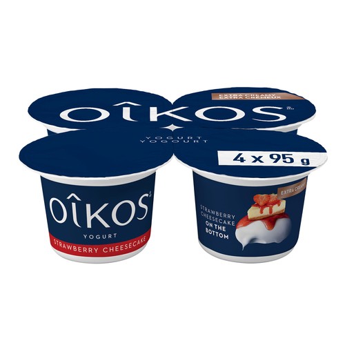 Oikos Yogurt Extra Creamy Strawberry Cheesecake 4 x 95 g