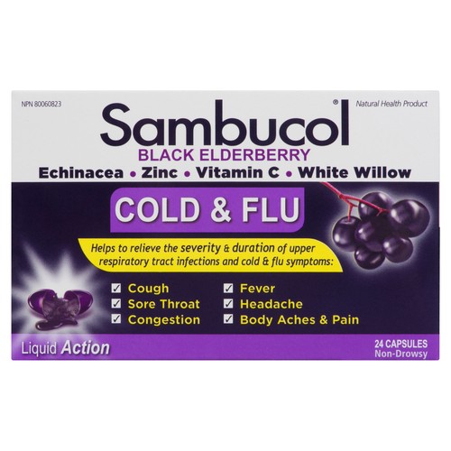 Sambucol Black Elderberry Cold & Flu 24 Capsules
