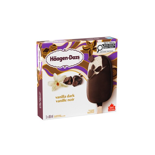 Häagen-Dazs Ice Cream Bars Vanilla Dark Chocolate 3 x 88 ml