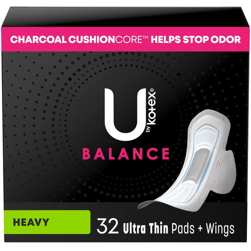 U by Kotex Balance Ultra Thin Pads Heavy With Wings 32 Count