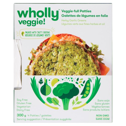 Wholly Veggie! Veggie Patties Herb Garlic Greens 300 g (frozen)