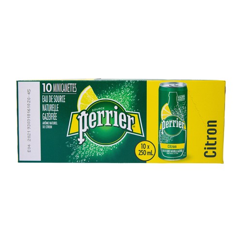 Perrier Carbonated Water Lemon 10 x 250 ml (cans)