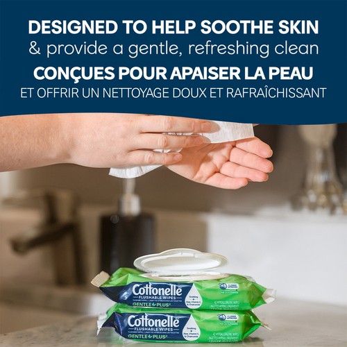 Cottonelle Gentle Plus Flushable Wipes with Aloe & Vitamin E 4 Packs x 42 Wipes