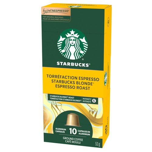 Starbucks Nespresso Coffee Pods Blonde Espresso Roast 10 Capsules 53 g