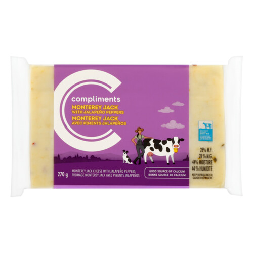 Compliments Monterey Jack Jalapeno Cheese block 270 g