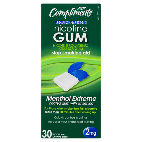 Compliments Menthol Extreme Nicotine Gum 2 mg 30 Pieces