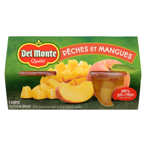 Del Monte Fruit Bowls In Fruit Juice Syrup Peach & Mango 4 x 112.5 ml