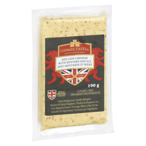 Coombe Castle Red Lion Cheddar With Ale And Mustard 190 g