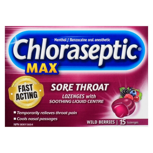 Chloraseptic Max Sore Throat Wild Berry 15 Lozenges