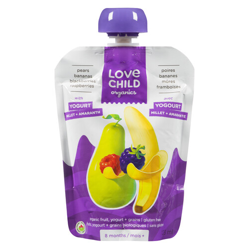 Love Child Organics Baby Food Pear Banana Blackberry Raspberry & Yogurt 128 ml