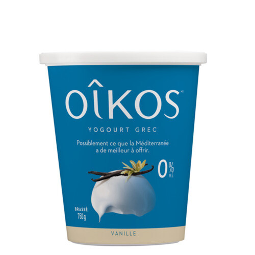 Oikos Fat Free Greek Yogurt, Vanilla Flavour, Blended, 0% M.F.
