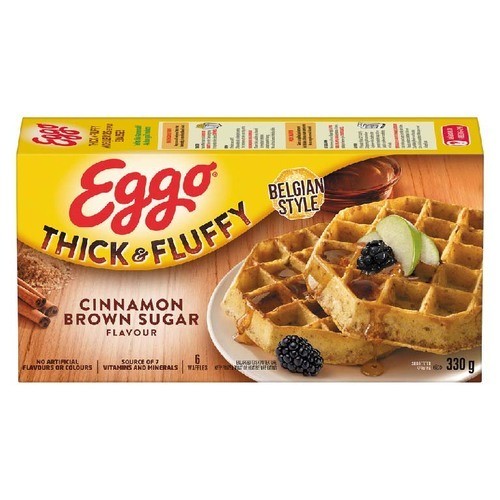 Kellogg's Eggo Waffles Thick & Fluffy Cinnamon Brown Sugar 6 Count 330 g