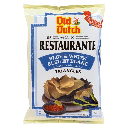 Old Dutch Foods Ltd. Gluten-Free Restaurante Tortilla Chips Blue & White 275 g