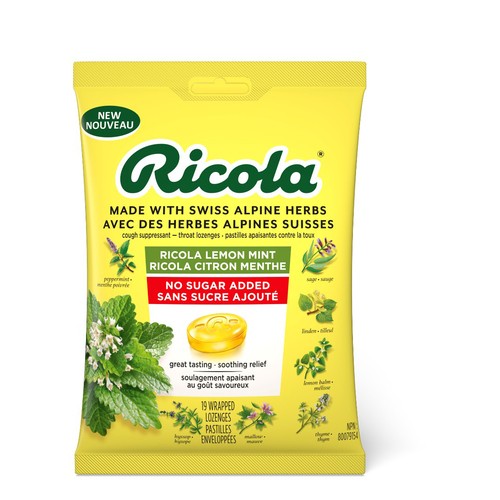 Ricola Cough Lozenges No Sugar Added Lemon Mint 
