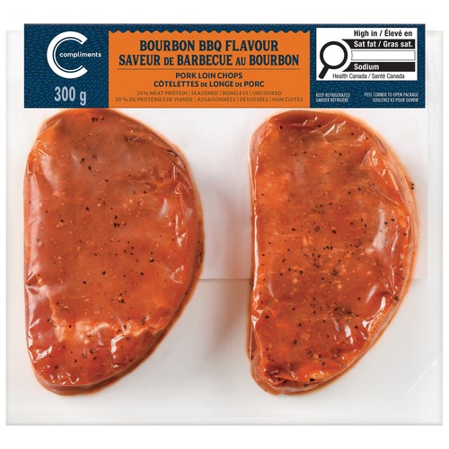 Compliments Pork Loin Chop Boneless Bourbon BBQ 300 g