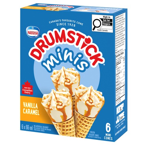 Nestlé Drumstick Frozen Dessert Cones Vanilla Caramel 6 x 66 ml