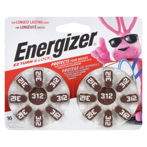 Energizer EZ Turn & Lock 312 Dial Pack Hearing Aid Battery 16 Pack