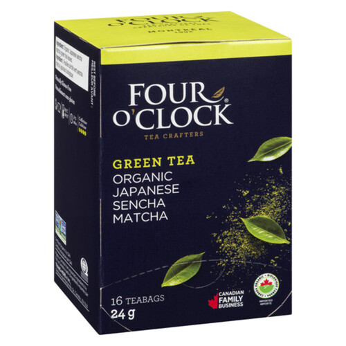 Four O'Clock Organic Green Tea Japanese Sencha Matcha 16 EA 