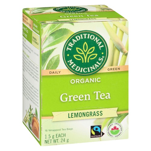 Traditional Medicinals Organic Herbal Green Tea Lemongrass 16 Tea Bags