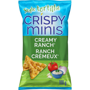 Quaker Crispy Minis Gluten-Free Rice Chips Tortilla Style Creamy Ranch 100 g