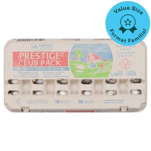 Burnbrae Farms Prestige Club Pack Eggs Large Value Size 18 Count
