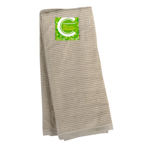 Compliments Terry Kitchen Towels Beige 2 Pack